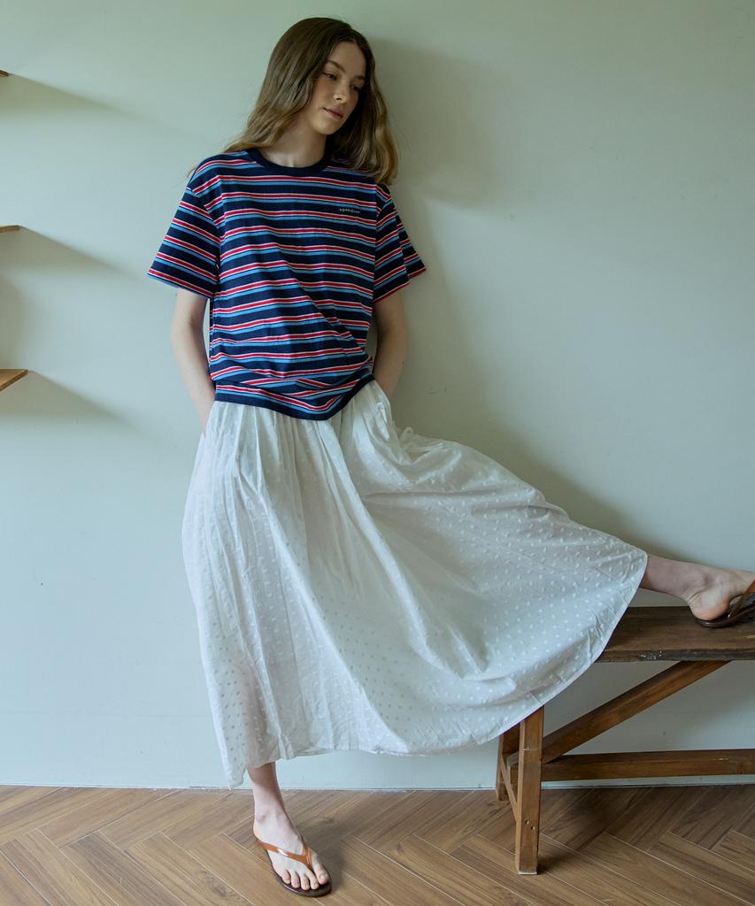 Opeundoeoseutyudio Resort Shirred Cotton Long Skirt Ivory