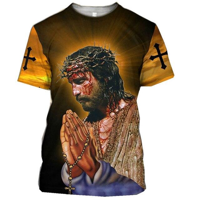Letní Ležérní Univerzální 3D tisk Jesus Christ Pánská trička s kulatým výstřihem Streetwear s krátkým rukávemTričko velké velikosti Pánské oblečení