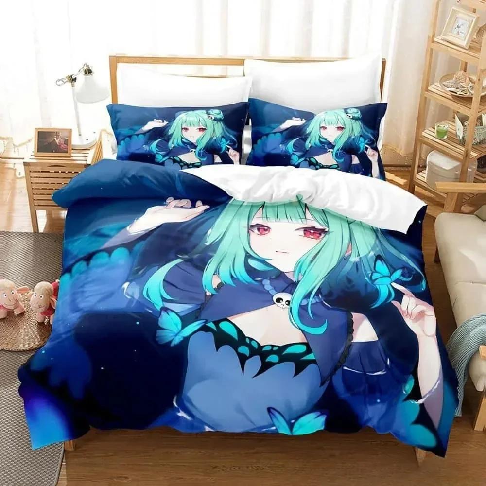 3d Cartoons Vtuber Hololive Uruha Rushia Bedding Set Single Twin Full Queen King Size Bed Set Adult Kid Bedroom Duvet Cover Sets