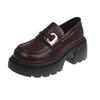 Platform loafers women's 2025 autumn and winter new retro French single shoes one-pedal women's shoes British style JK small leather shoes