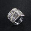 Fashionable Two-Tone Geometric Hollow Out Ring For Women Metallic Party Accessory Lady'S Stylish Jewelry