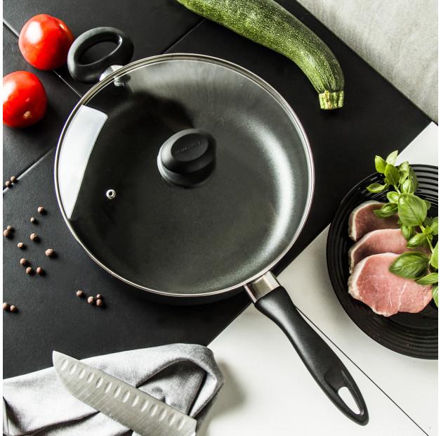 

TESCOMA Presto deep 28 cm black - антипригарная сковорода с крышкой