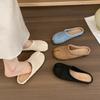 Fashion SUOJIALUN 2025 Summer New Women Slipper Fashion Split Toe Slip On Ladies Casual Mules Shoes Soft Flat Heel Outdoor Dress Slides