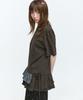 SOME PLACE Angel Beads Check Contrast Strap Point Layered Frill Short Sleeve T-Shirt [Brown]