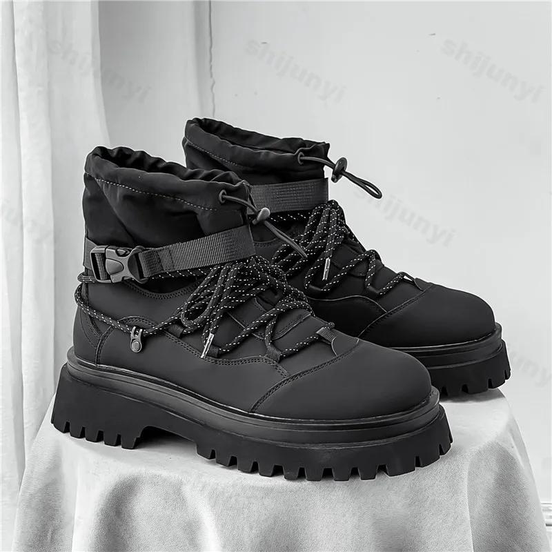 Fashion Men Casual Shoes High Top Platform Ankle Boots Autumn Winter Non-slip Work Shoes Climbing Outdoor Travel Walking Boots