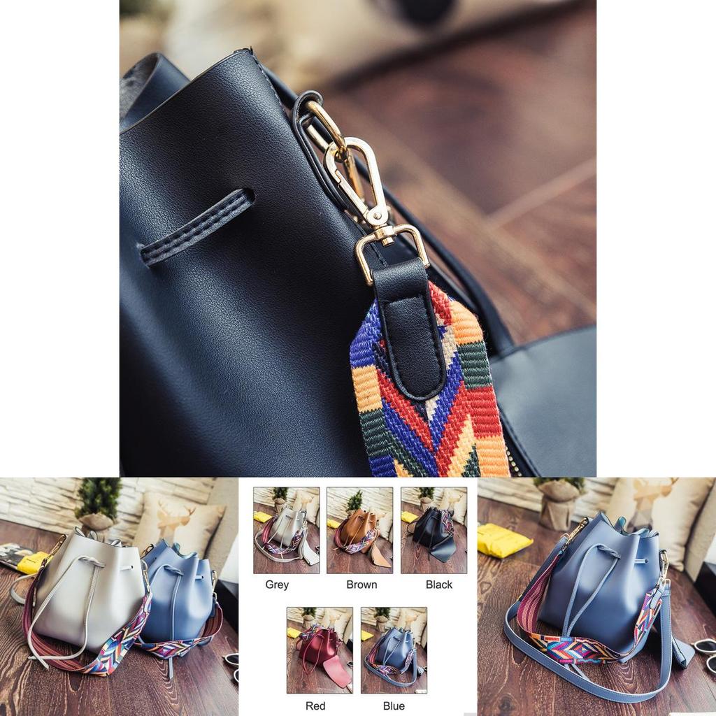 Elegant Fashion Women Colorful Wide Strap Bucket Shoulder Bags For Versatile Style
