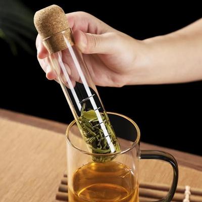 Vysoce borosilikátové sklo, zkumavka na čaj, skleněný design, sítko na čaj pro hrnek, ozdobný filtr, nové bylinkové čaje Puer, nástroje a příslušenství