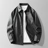 Retro old locomotive leather jacket men's short spring and autumn American casual flying pu jacket deerskin velvet jacket