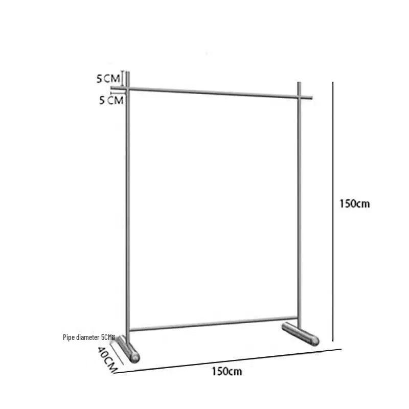 Clothing Store Display Rack: Stainless Steel Minimalist Floor-Standing Rack for Men's, Women's, and Children's Apparel.