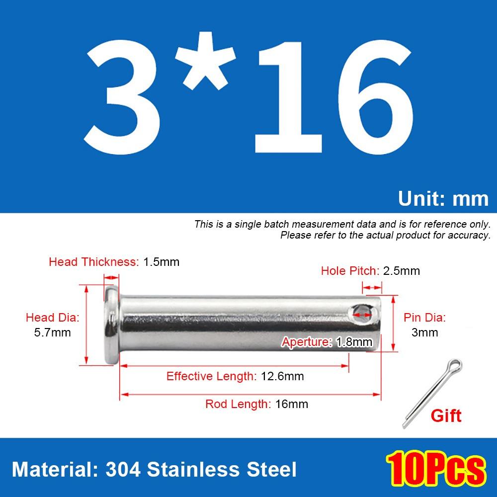 

1Set M3 Pin Shaft Cotter Cylindrical Plug Pin Set Durable Positioning Pin 10Pcs 3x16mm