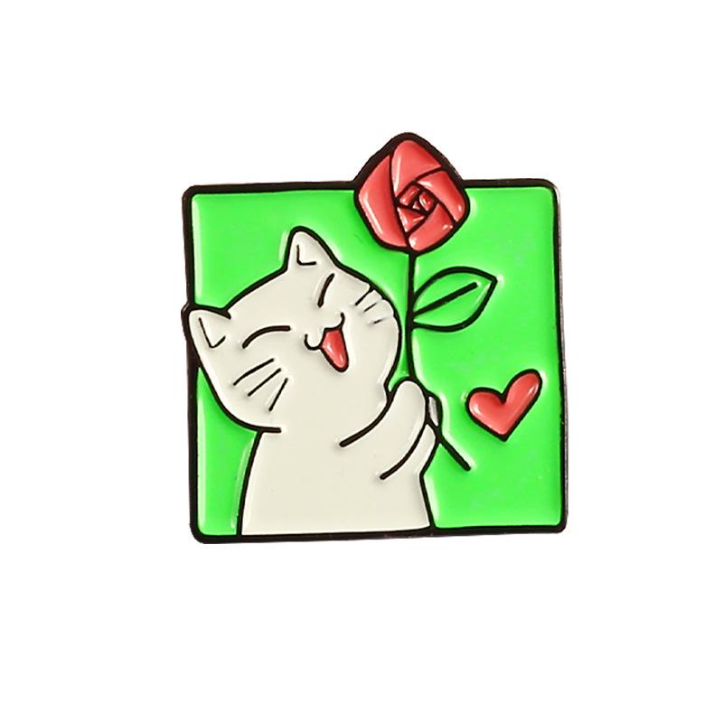 Adorable Cat Hide-and-Seek Flower Brooch