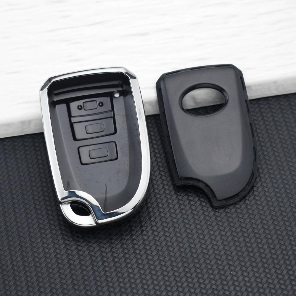 Silver Line Car Key Cover Case for Toyota Yaris Hiace 200 Sienta 2020 TPU Remote 3 Buttons Key Protective Bag Key Chain Set