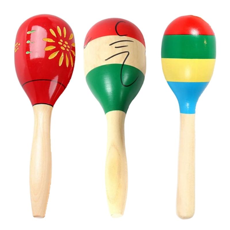 Solid Hardwood Sand Hammer Wood Shaker Maracas Rattle Percussion Musical Instrument Educational Toy Hand Sand Hammer