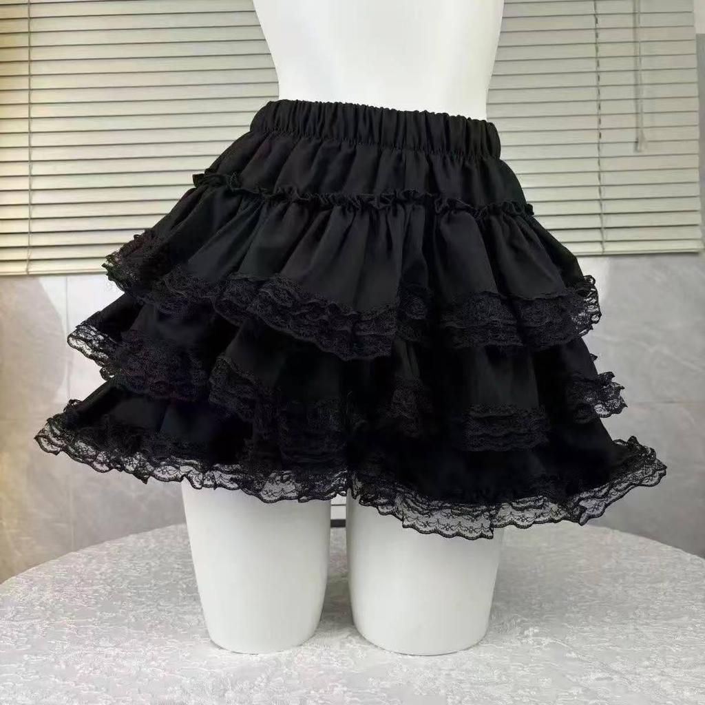 Sweet White Puffy Lace Ballet Skirt - Petite, High Waist, Elastic Waistband