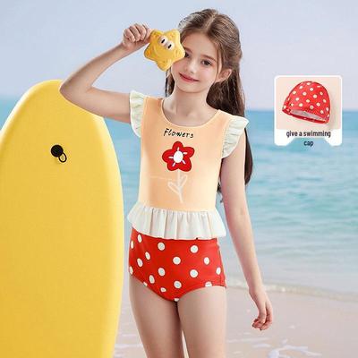 Kostenlose Badekappe: Gepunkteter Einteiler für Damen & Kinder - Sommer Strandmode
