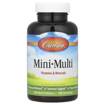 Carlson, Mini Multi, Vitamines et Minéraux, Sans Fer, 180 Comprimés