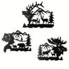 Metal Elk Bear Moose Mountain Forest Silhouette Metal Wall Art Rustic Cabin Outdoor Decor Set
