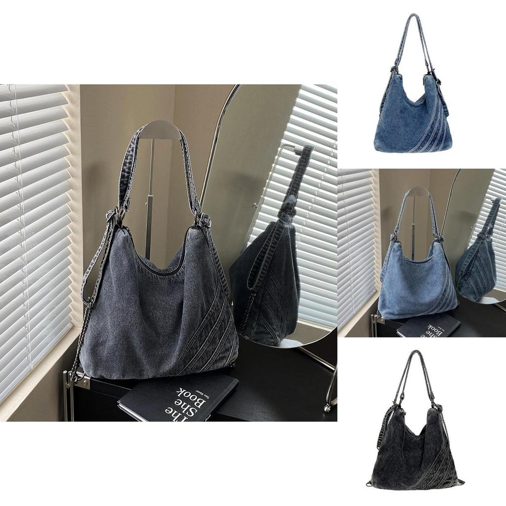 Denim Bag For Women With Zipper Closure And Inner Pockets For Daily