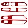 4Pcs For Subaru Forester Red Carbon Fiber Interior Door Control Cover Trim