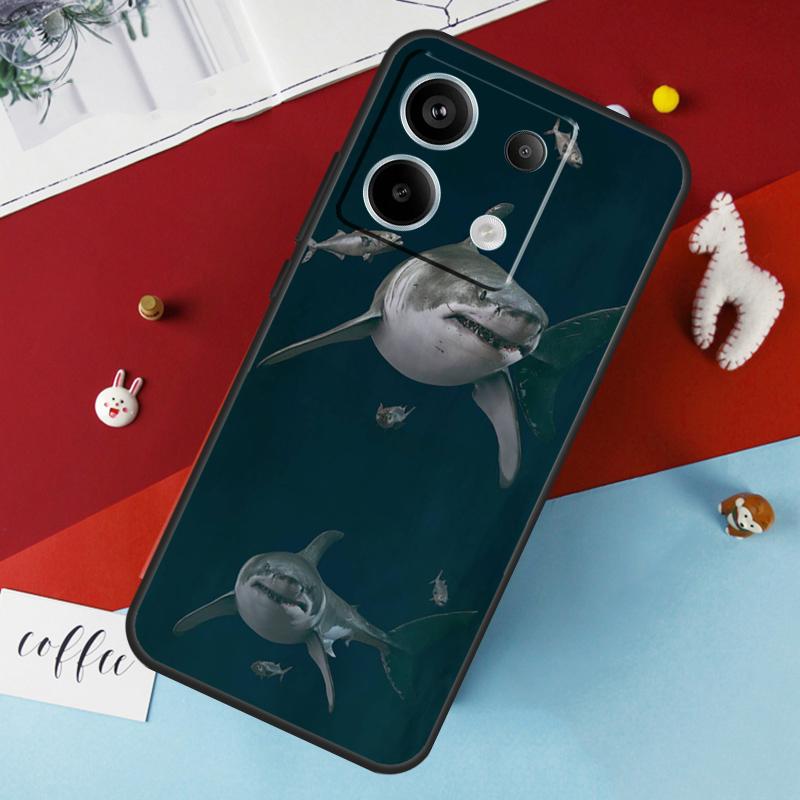 Shark Ocean Fish Case For Xiaomi Redmi Note 14 Pro 13 12 11 10 15 Pro Plus Redmi 14C 15C 10C 12C 13C 15 Cover