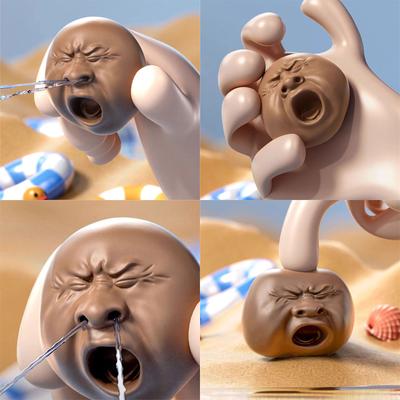 Jouet Figurine Teas Pet en Plastique avec Fonction Farce Tête qui Baîlle Pulvérisateur d'Eau Ornement à Presser pour Décoration Maison Bureau