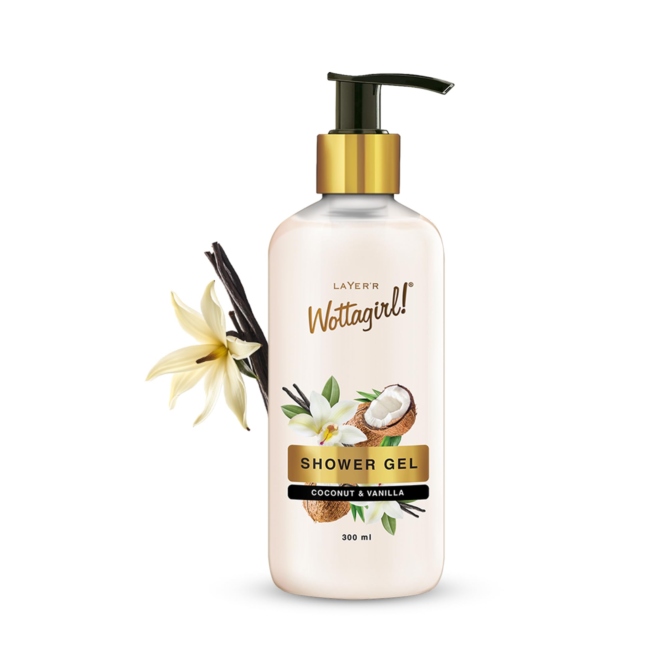 

Layer’r Wottagirl Coconut & Vanilla Shower Gel for Women | Moisturizing Body Wash with Exotic Fragrance | Paraben-Free, Non-Toxic & Cruelty-Free