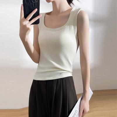 Reine Baumwolle Trägerweste für Damen mit Unterwäsche Sommer Neu Hochelastische Außenhülle I-förmige Breite Schulterträger Basic Top
