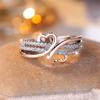 Two Tone Rose Gold Silver Color Double Heart Rings For Women White Zircon Ins Infinity Wedding Bands Bridal Engagement Jewelry
