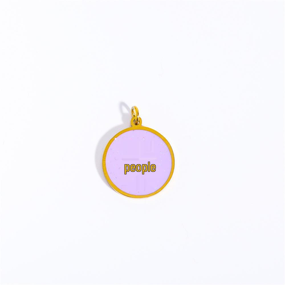 18K Gold Plated Candy Color 26 Letter Stainless Steel Necklace Pendant with Drip Oil Finish.