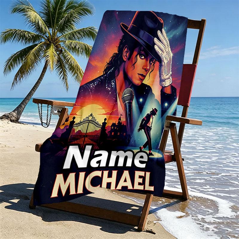 Individualus pavadinimas, personalizuotas Michael Jackson spaudinio paplūdimio rankšluostis, kelionei, stovyklavimui, paplūdimio vakarėliui, namų dekoravimui, gimtadienio dovana šeimai ir draugams