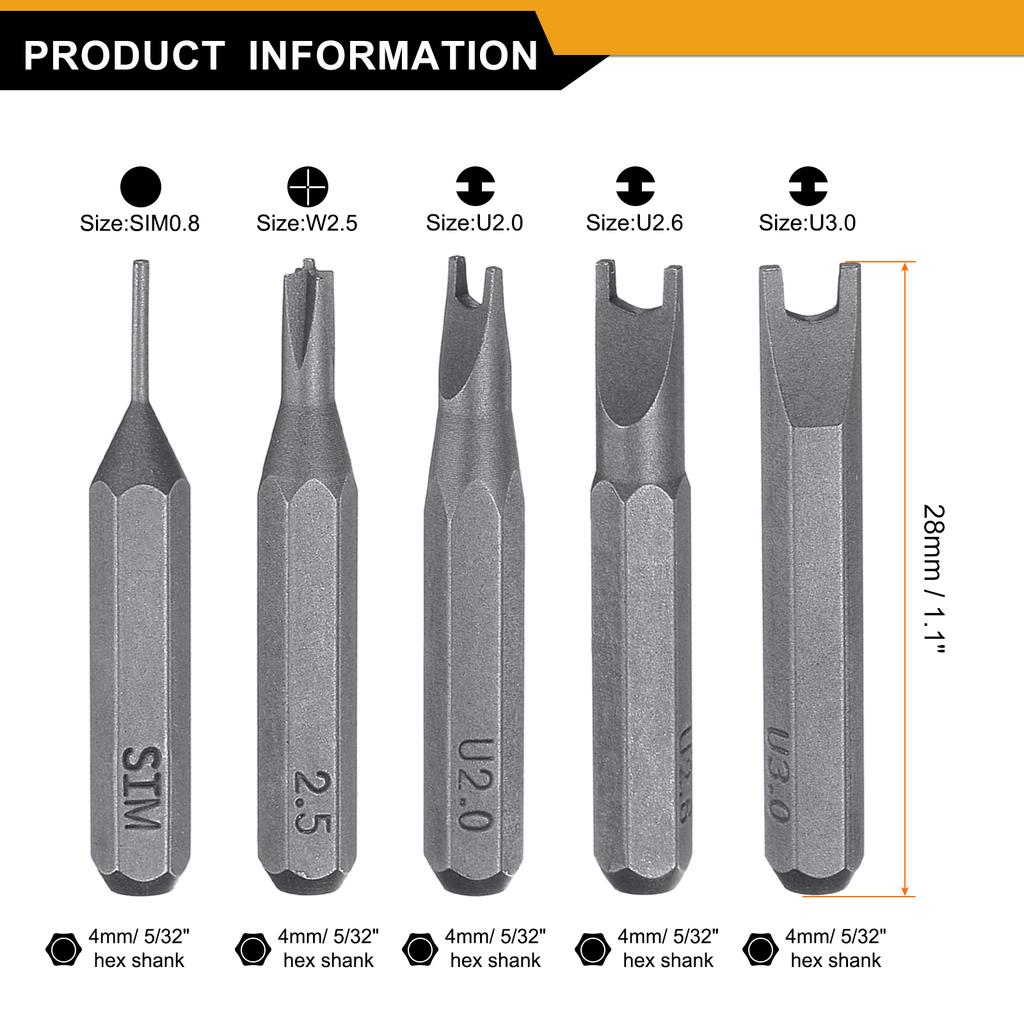 1set Phillips Slotted Hex Torx Square Triangle Screwdriver Bit Set 5/32" Hex Shank Magnetic Cross Head Hex Screw Driver Bits