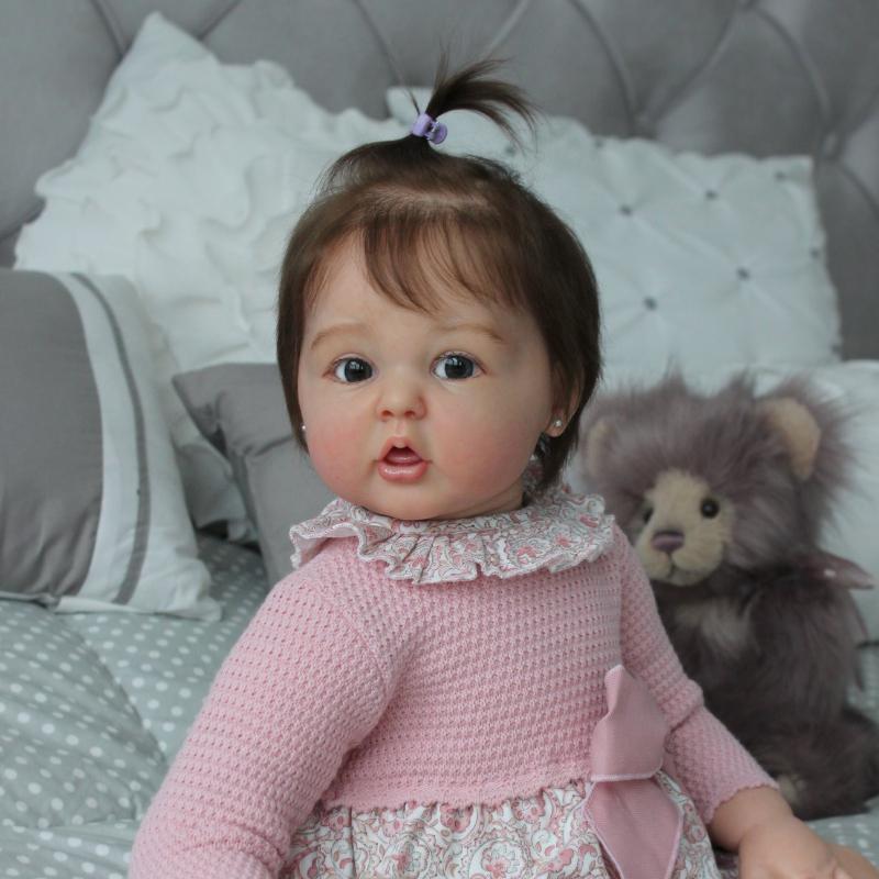 Muñeca Reborn de cuerpo de tela pintada en 3D de tacto suave de 50/60cm, muñecas de juguete encantadoras para comer con los dedos, regalo de cumpleaños para niños pequeños, colección de coleccionistas de muñecas