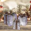 Christmas Decoration Gift Box Three-Piece Set Pile Ornaments Iron Gift Box Luminous Christma Suppli