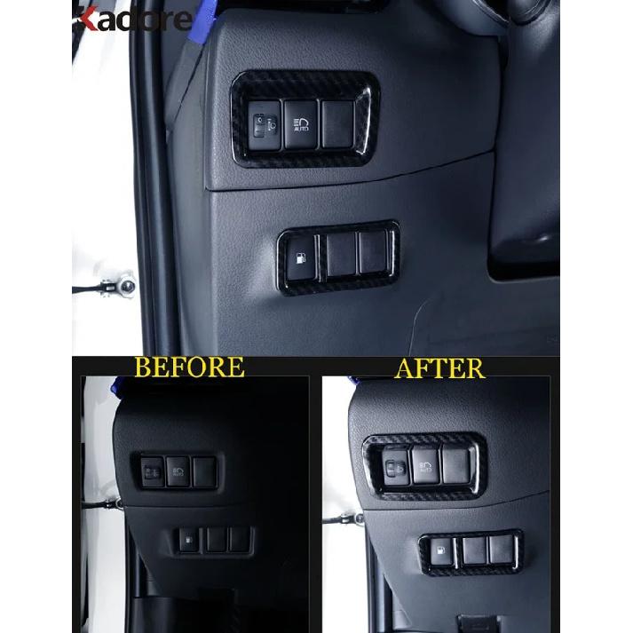 For Toyota CHR C-HR 2016 2017 2018  Carbon Fiber Car Head Light Lamp Switch Button Panel Cover Trim Interior Accessories
