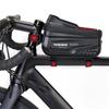 Bike Front Frame Bag Waterproof Front Top Frame Tube Bag 6.8 Inch Touch Screen Road Bike Accessories
