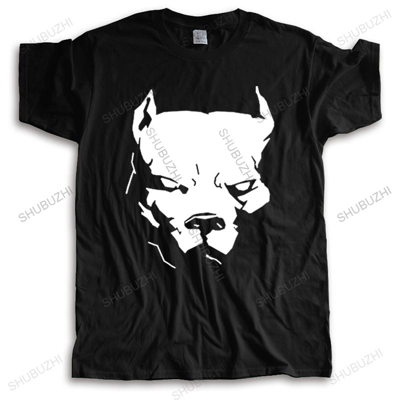 Fashion  PITBULL American Pit Bull Spiked Dog Collar Mens streetwear T-Shirts Size Men T Shirt Print Cotton Short Sleeve
