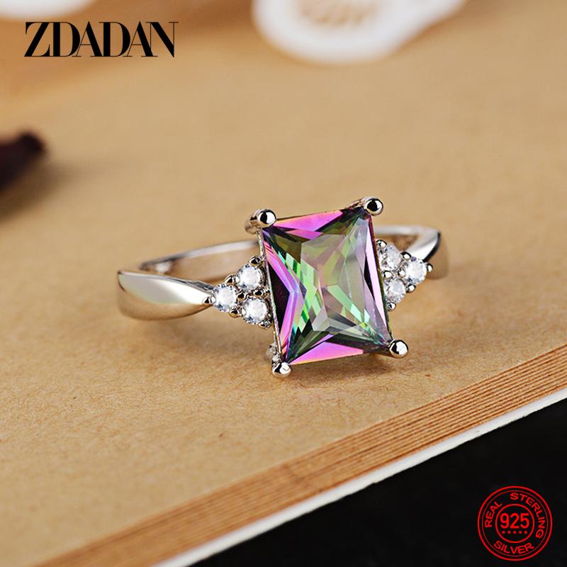 925 Sterling Silber Quadratischer Aquamarin Ring für Damen Mode Hochzeits Schmuck