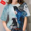 Halloween Pattern T Shirt For Women Witch 3d Printed Short Sleeves Summer Casual Oversized T-shirts O-neck Tops Tees Streetwear