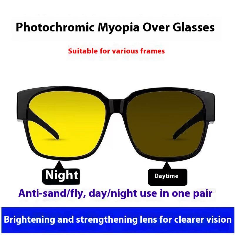 Sunglasses Worn Over Glasses  Sun Performance Mirror Set Male And Female Sunglasses Clip Night Driving Anti Glare Glasses