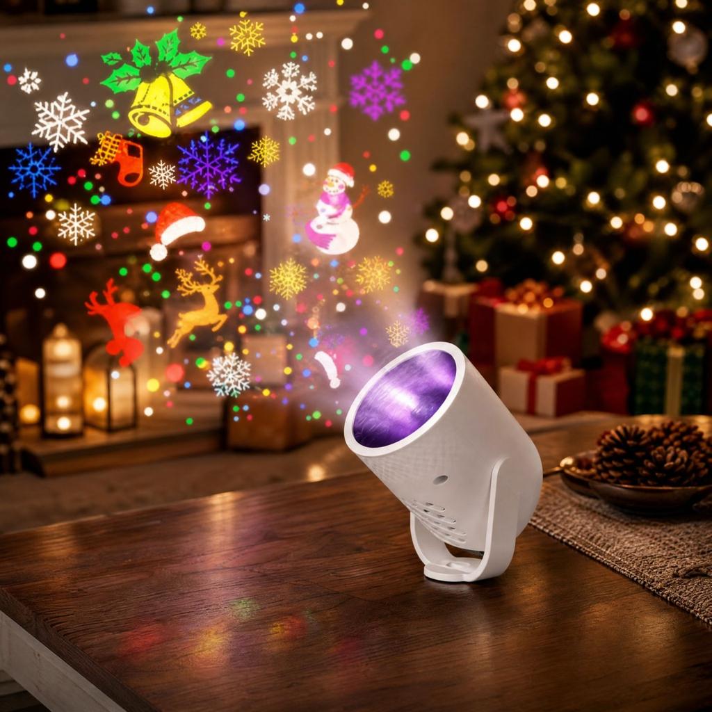 Christmas Projector Light with Colorful Rotating Ambient Lighting for Holiday Home Decor