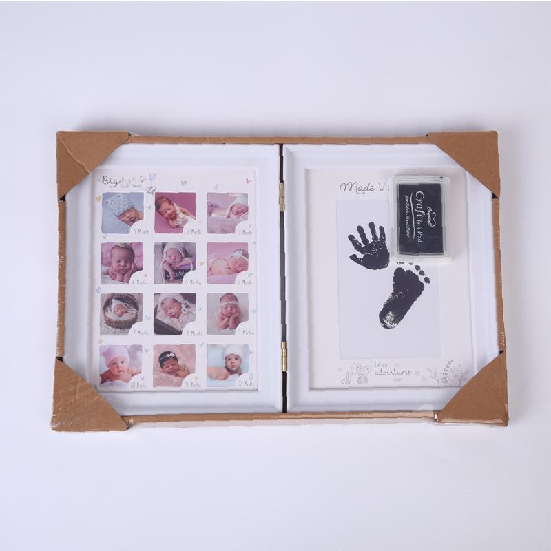 Newborns 12 Months DIY Photo Frame Baby 1 Year Souvenir Handprint Footprint Inkpad Frame Keepsake Hands Casting