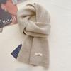 Pure wool scarf women's winter high-end solid color couple scarf men's new warm and versatile knitted scarf