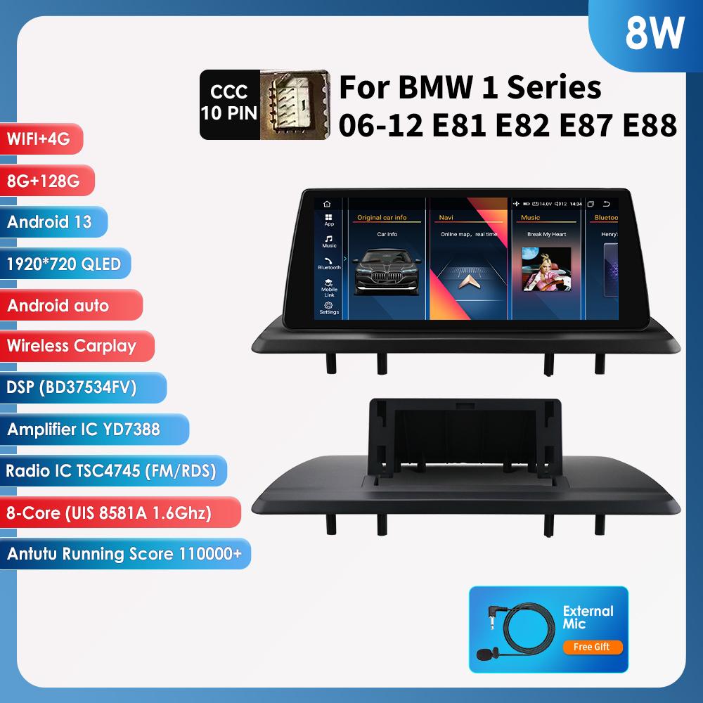 OSSURET 10,25" pro BMW řady 1 06-12 E81 E82 E87 E88 CCC s GPS navigací Rádio Video Chytré automobilové systémy Podpora Bezdrátové Inteligentní Carplay Auto