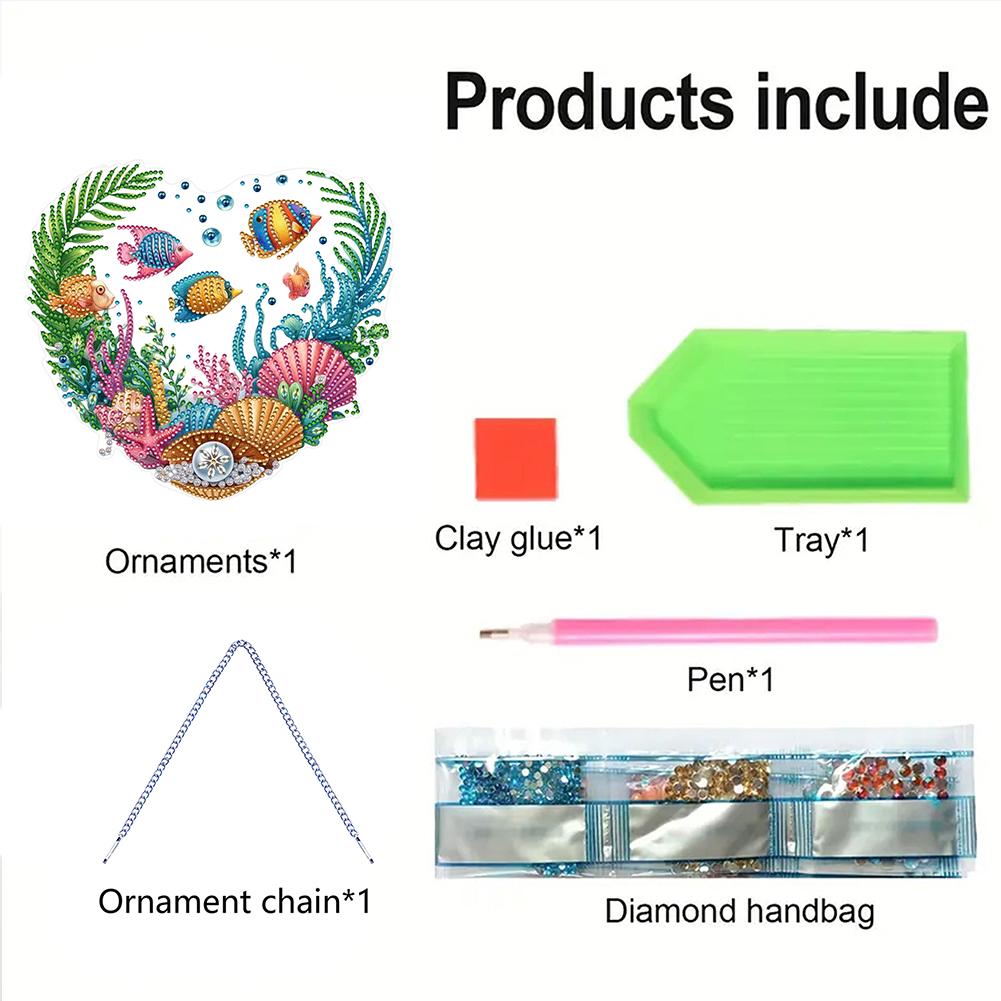 Acrylic Special Shape Love Beach Rhinestone Diamond Art Pendants DIY Diamond Art Pendant Kit Diamond Painting Hanging Pendant
