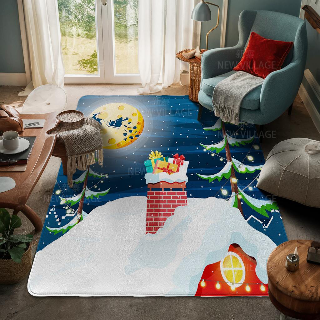 House Entrance Carpet Home Door Mat Living Room Bath Foot Bathroom Non-slip Water Absorption Rugs Bath Merry Christmas Winter