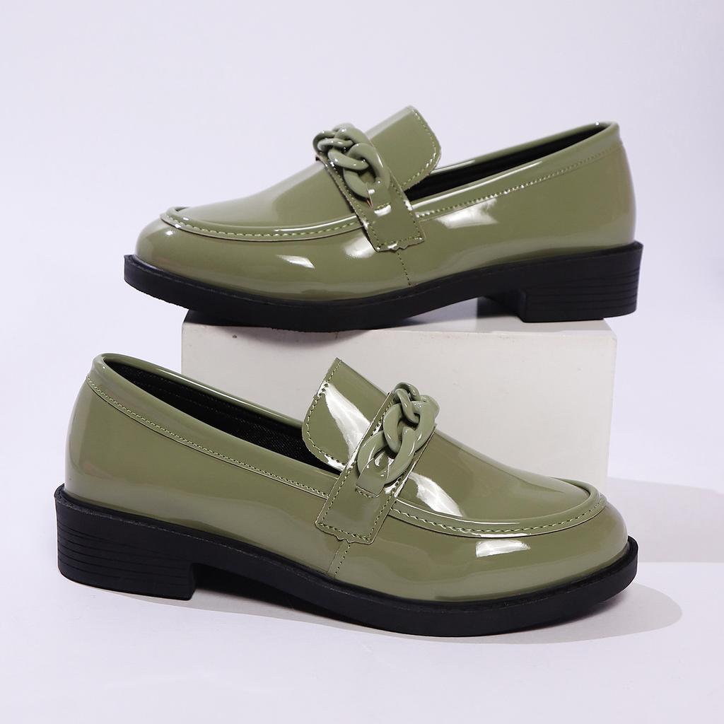 Thick-soled British-style Leather Shoes for Women, Spring and Autumn Slip-on Mary Jane Loafers, Pink