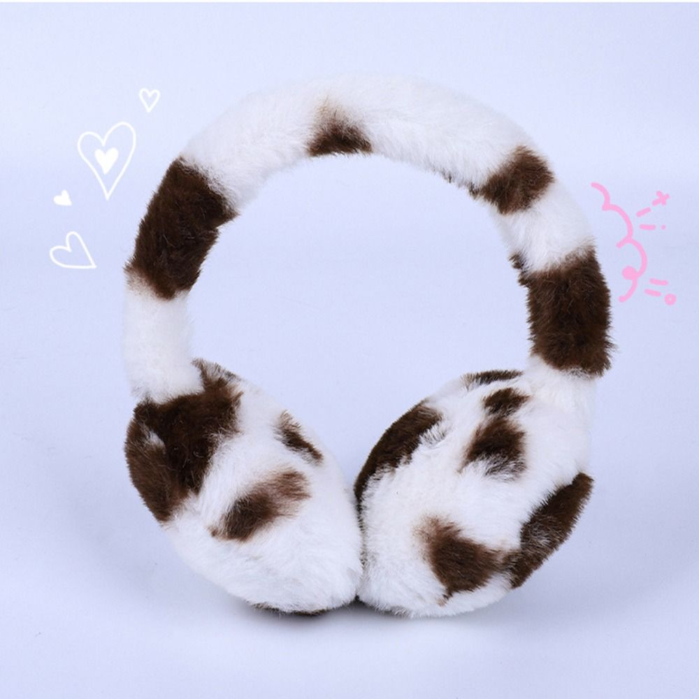 Cow Print Plush Earmuffs Retractable Children's Christmas Gifts Kids Ear Warmers  for Boys Girls
