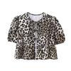 2024 Spring Women's Street Fashion Lace-up Puff Sleeve Top
