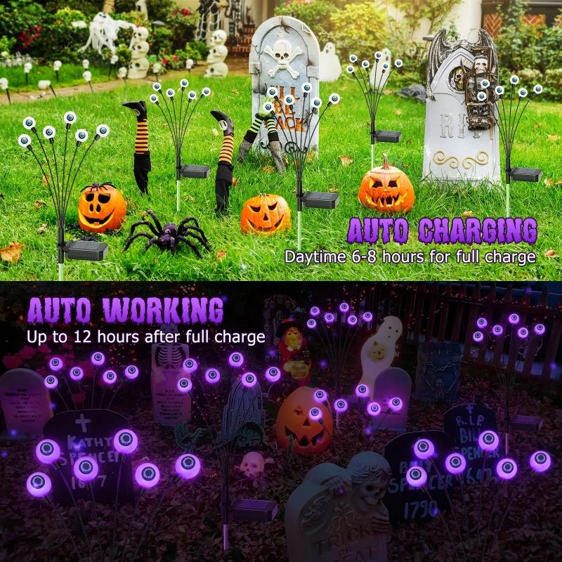 Scary Solar Eyeball Lights Outdoor Halloween Decor Waterproof Green LED Stake Lights for Garden Pathway Lighting Party Decor