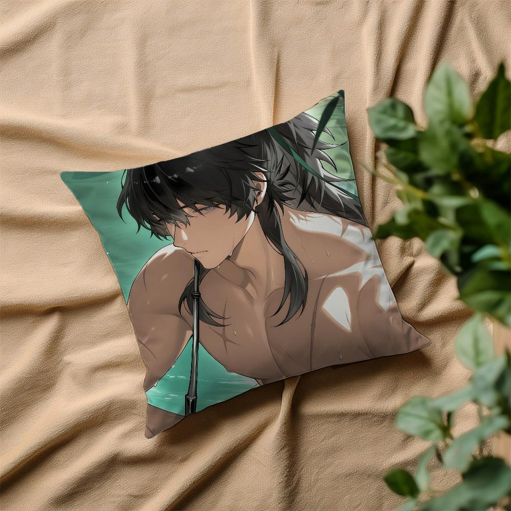 Game Wuthering Waves Qiuyuan cushion cover Square Sofa Cushion Cover Casual Skin-Friendly Comfortable Pillow Cover